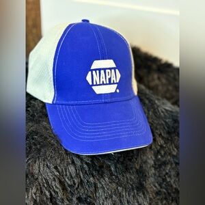 NAPA Auto Parts Blue White Trucker Hat Adjustable Velcro Back Cap Pre-Owned